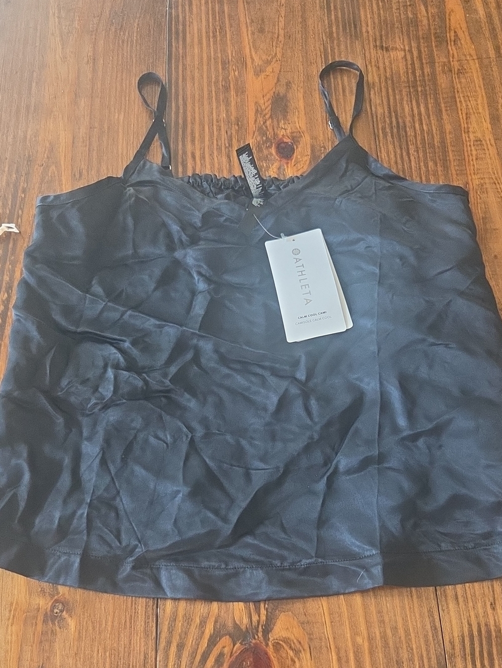 NWT Athleta Black Satin Camisole with Adjustable Straps